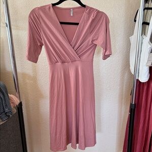 Mother Bee Maternity Dusty Rose Midi Dress